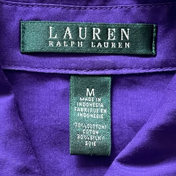 Lauren Ralph Lauren Silk Blend Sheer Button Down Long Sleeve Shirt Medium - Picture 10 of 11